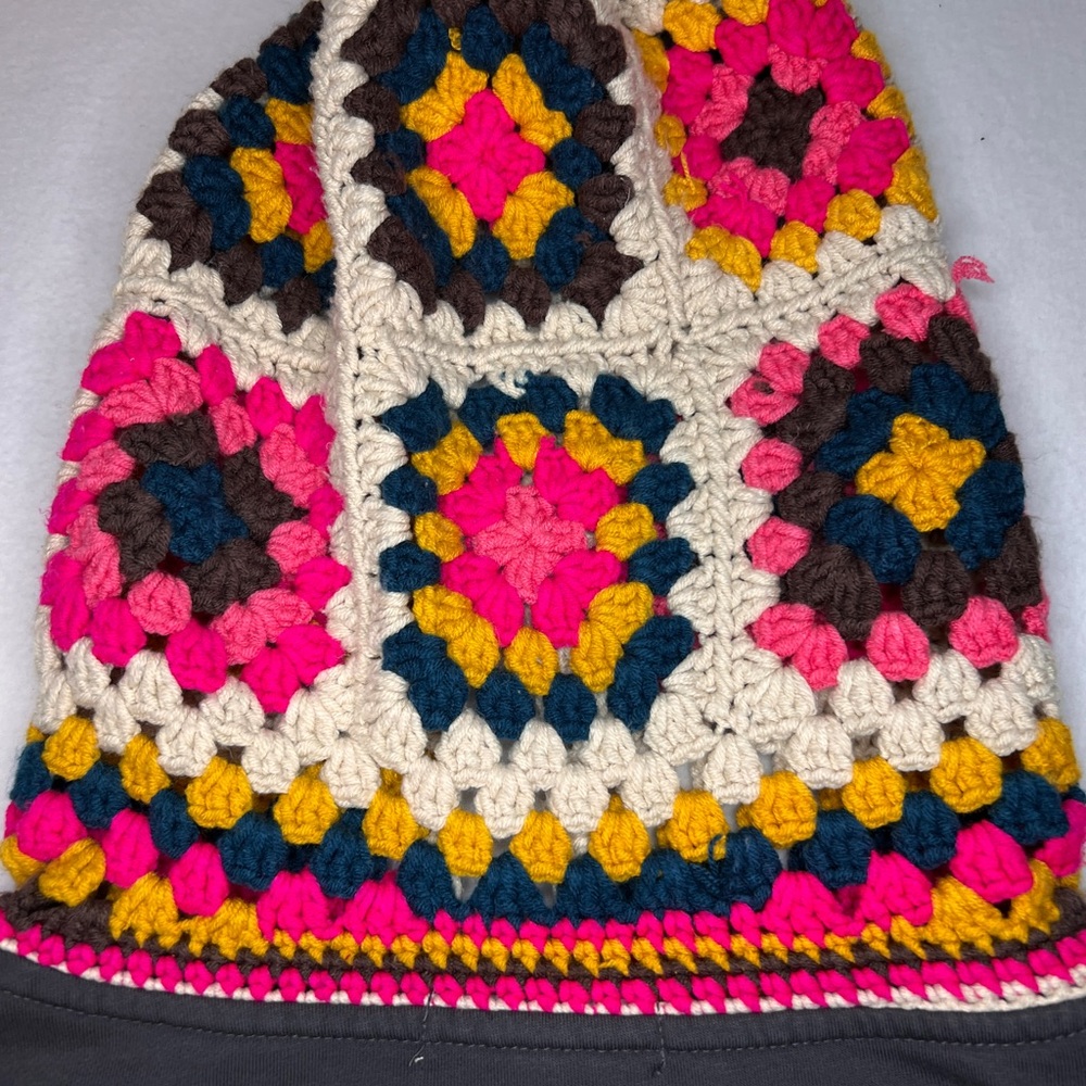 Natural Life Cottagecore Bohemian Grandma Square Crochet Hoodie Indie - Picture 8 of 9